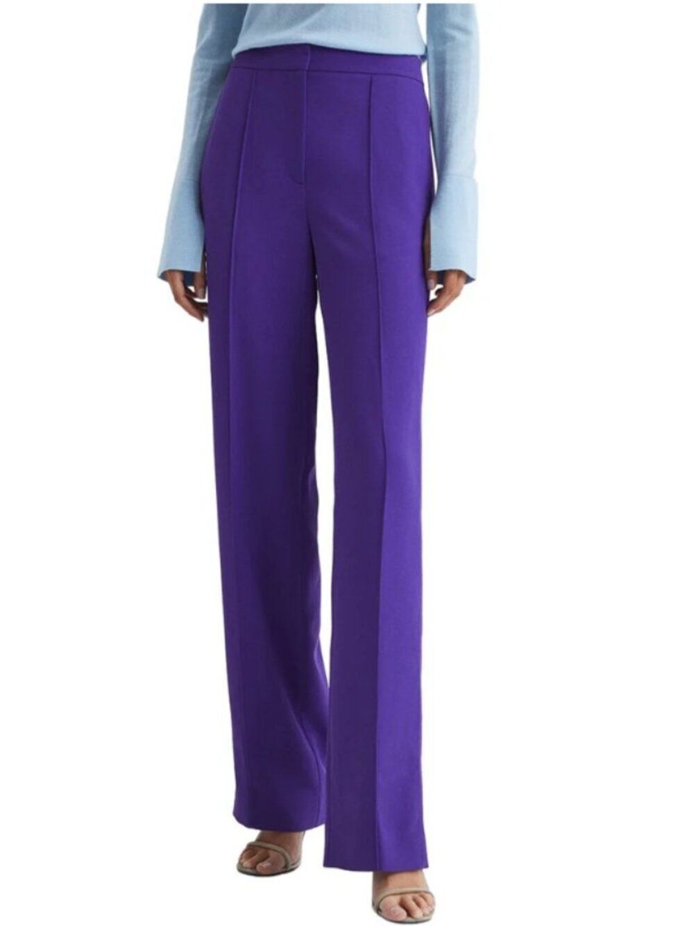 Like New! REISS Aleah Pull On Elastic Back Pleated Trouser Bluish/Purple in 10R